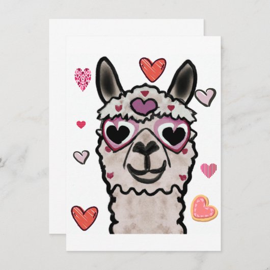 Carte De Remerciements Llama cool avec lunettes de coeur (Devant / Derrière)