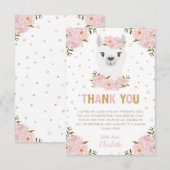 Carte De Remerciements Llama fête d'anniversaire Blush rose floral (Devant / Derrière)