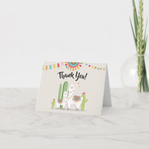 Carte De Remerciements Llama Thank you card Fiesta Cactus Alpaca Shower