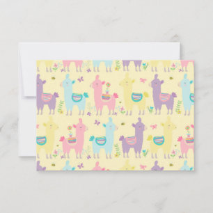 Carte De Remerciements Llamas roses, jaunes violettes Mignonnes Adorables