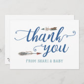 Carte De Remerciements L'Merci de l'Baby shower tribal Oh Boy (Devant / Derrière)