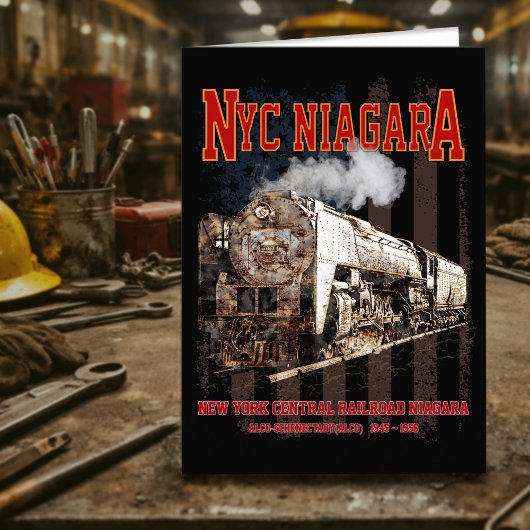 Carte De Remerciements Locomotive à vapeur Niagara NYC avec drapeau améri