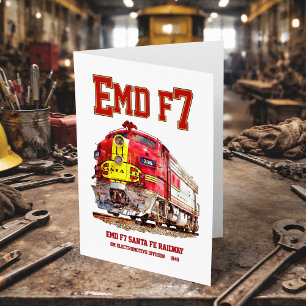 Carte De Remerciements Locomotive diesel EMD F7 Santa Fe Warbonnet.