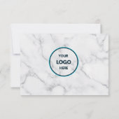 Carte De Remerciements logo de bordure Marbre blanc (Dos)