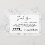 Carte De Remerciements logo de bordure Marbre blanc (Devant / Derrière)