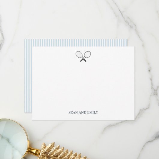 Carte De Remerciements Logo de la raquette de tennis sur mesure (Devant/Arrière en situation)