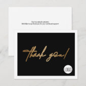 Carte De Remerciements Logo d'entreprise Black Gold (Devant / Derrière)