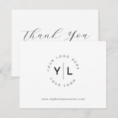 Carte De Remerciements Logo d'entreprise moderne simple noir blanc (Devant / Derrière)