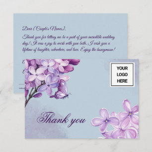 Carte De Remerciements Logo élégant de planificateur de mariage à l'aquar