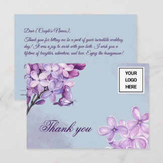 Carte De Remerciements Logo élégant de planificateur de mariage à l'aquar