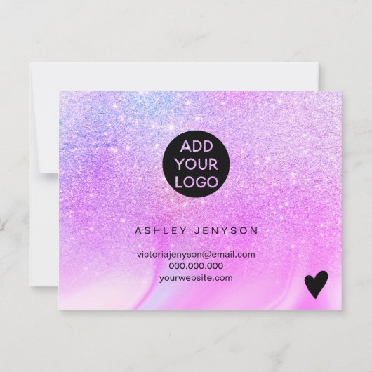 Carte De Remerciements Logo en marbre violet parties scintillant commande (Dos)