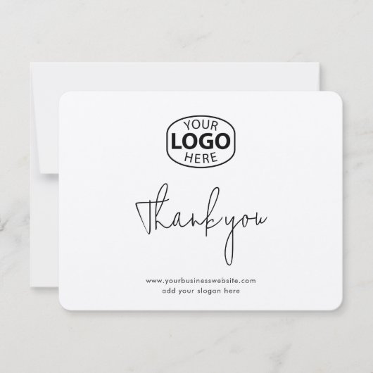 Carte De Remerciements Logo et site Web d'entreprise simples pour les cli (Devant)