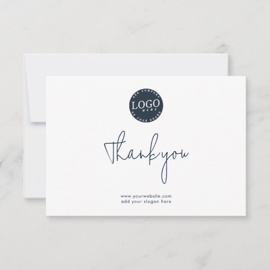 Carte De Remerciements Logo et site Web d'entreprise simples pour les cli (Devant)