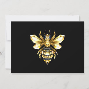Carte De Remerciements Logo Faux Gold Foil Bee Polygonal sur Noir