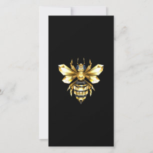 Carte De Remerciements Logo Faux Gold Foil Bee Polygonal sur Noir