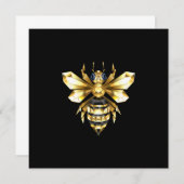 Carte De Remerciements Logo Faux Gold Foil Bee Polygonal sur Noir (Devant / Derrière)
