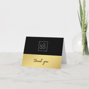 Carte De Remerciements Logo Gold & Black Custom Carré Entreprise