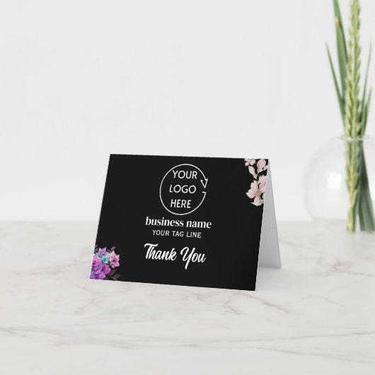 Carte De Remerciements Logo noir entreprise client Entreprise (Devant)