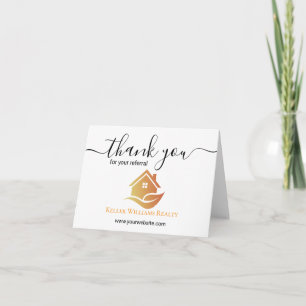 Carte De Remerciements Logo personnalisé blanc et or pour l'immobilier mo