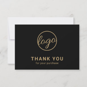 Carte De Remerciements Logo personnalisé Simple Black and Gold Business