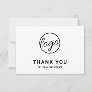 Carte De Remerciements Logo personnalisé Simple Entreprise Noir et Blanc