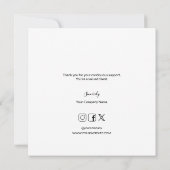 Carte De Remerciements Logo personnalisé simple et moderne (Dos)