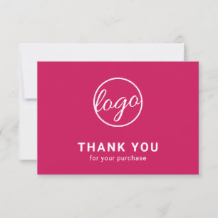 Carte De Remerciements Logo Personnalisé Simple Fuschia Hot Pink Business
