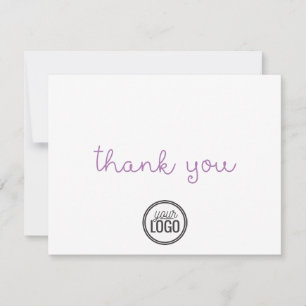 Carte De Remerciements Logo simple d'entreprise avec écriture violette
