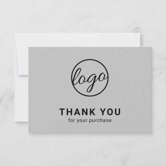 Carte De Remerciements Logo simple moderne gris clair (Devant)