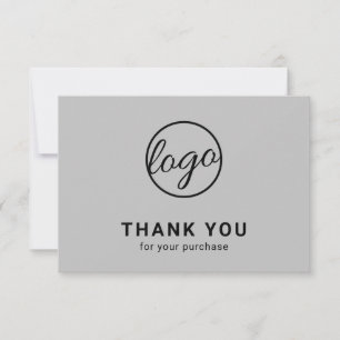 Carte De Remerciements Logo simple moderne gris clair