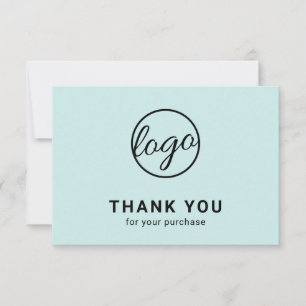 Carte De Remerciements Logo Turquoise Moderne Simple Personnalisé Entrepr