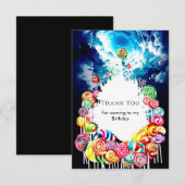 Carte De Remerciements Lollipop Boho Candyland Anniversaire (Devant / Derrière)