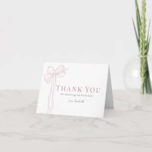 Carte De Remerciements Long Ruban Arc-en-ciel Rose Fille Baby Shower