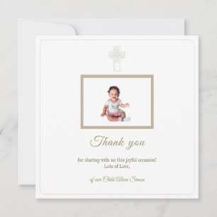 Carte De Remerciements L'or personnalisé et la première sainte communion