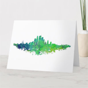 Carte De Remerciements Los Angeles City Skyline - Lime Green Blue