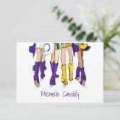 Carte De Remerciements Louisiana Dames Mode Cowboy Boot violet jaune (Debout devant)