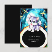 Carte De Remerciements Loup de Charme Simple Anniversaire (Devant / Derrière)