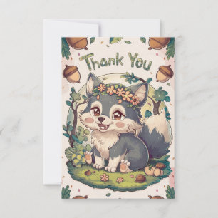 Carte De Remerciements Loup enchanté coloré