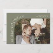 Carte De Remerciements Love and Gratitude Sage Green Wedding Photo (Devant)