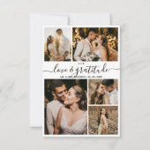 Carte De Remerciements Love and Gratitude Script 5 Photo Collage Mariage (Devant)