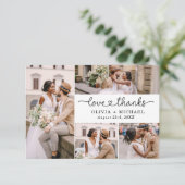 Carte De Remerciements Love and Thanks 5 Photo Collage Script Mariage (Debout devant)