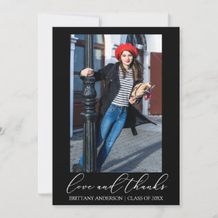 Carte De Remerciements Love and Thanks Calligraphy Ink Graduation Photo