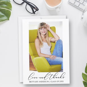 Carte De Remerciements Love and Thanks Calligraphy Ink Photo Graduation