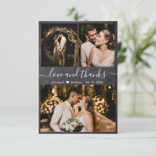 Carte De Remerciements Love and Thanks Chalkboard Mariage Photo (Debout devant)