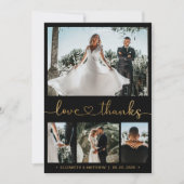 Carte De Remerciements Love and Thanks Gold Heart Script 4 Mariage photo (Devant)