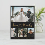 Carte De Remerciements Love and Thanks Gold Heart Script 4 Mariage photo (Debout devant)
