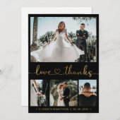 Carte De Remerciements Love and Thanks Gold Heart Script 4 Mariage photo (Devant / Derrière)