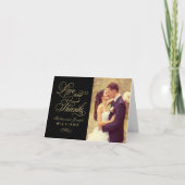 Carte De Remerciements Love and Thanks Gold Script Black Mariage Photo (Devant)