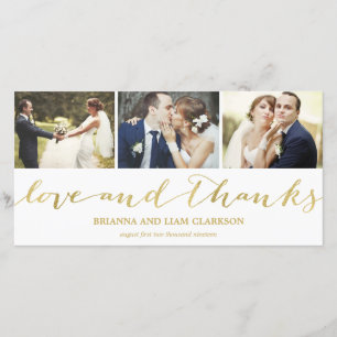 Carte De Remerciements Love and Thanks Gold Script Remerciements pour m