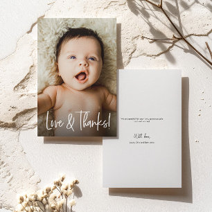 Carte De Remerciements Love and Thanks Handlettering Custom Baby Photo